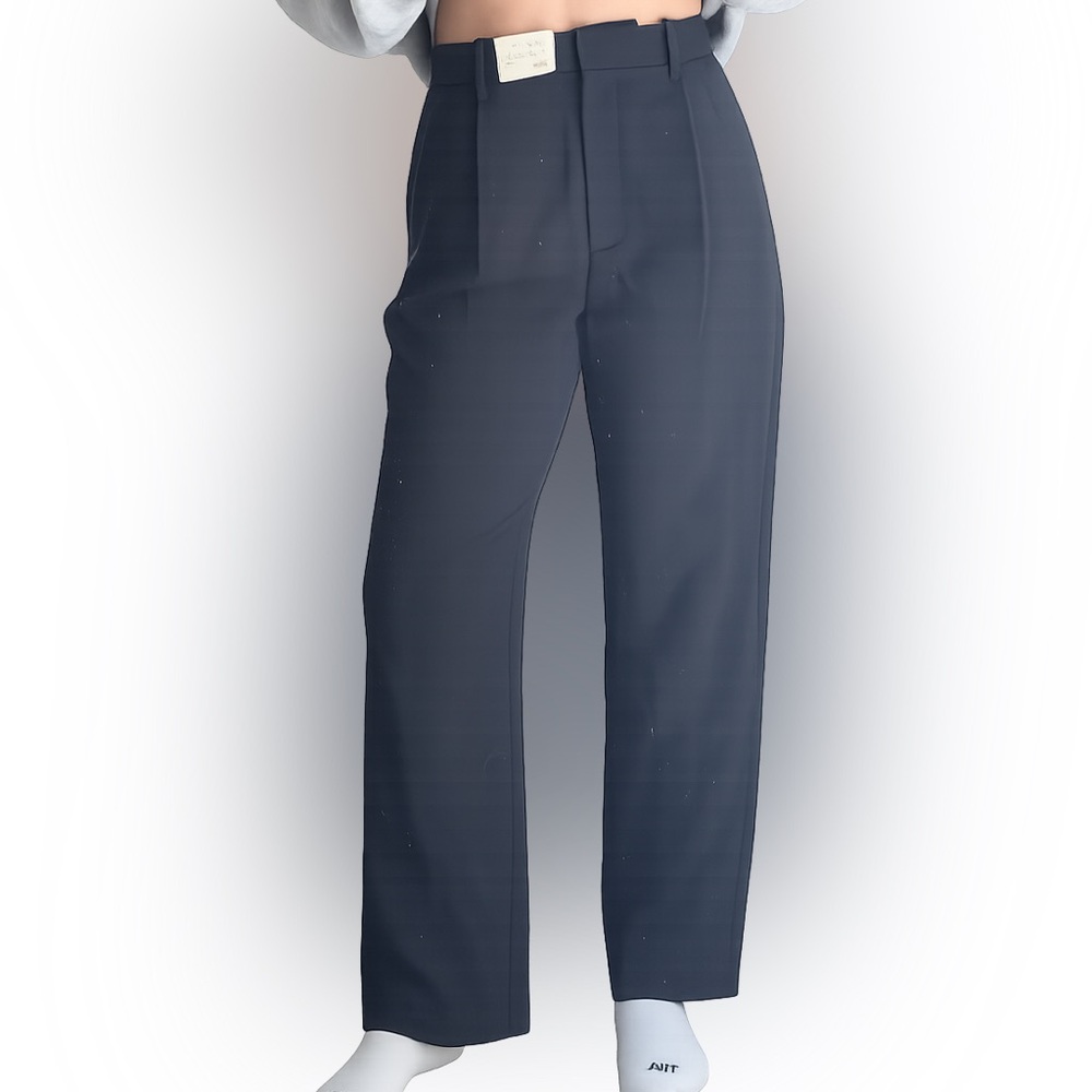 NWT Abercrombie High-Waist Relaxed Straight Leg Trousers in Black- Size 28